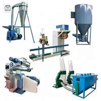 Ligne de production de machines à granulés d'aliments pour animaux entièrement automatique, comprend des équipements de concassage, de mélange, de refroidissement et d'emballage