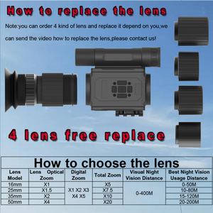메가오레이 1080P X1X2X3X4X5 디지털 줌 레이저는 850nm/940nm 200-400m 크로스 라인 조정 가능한 NK008 야간 투시경 대처 - Product Image 4