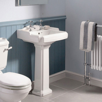 Ensemble de lavabo en céramique pour hôtel, lavabo blanc de luxe, lavabo en porcelaine autoportant, salle à manger, lavabo antique, lavabo sur pied