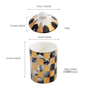 Pot à bougie en céramique Fendi 12oz avec couvercle, impression numérique, cylindrique, décoration d'intérieur, couleur personnalisable, bougie aromathérapeutique - Product Image 4