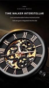 Drop Shipping KINYUED Men's Mechanical <b>Watch</b> Leather Band <b>Skeleton</b> Dial Roman Numerals Waterproof 3BAR Luxury Fashion Wholesale - Product Image 6
