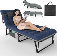 Cama de Camping Plegable Metálica Modular Reclinable Portátil, Tela Oxford 600D, Tamaño Grande para Adultos, Ajustable en 5 Posiciones, Cama de Patio
