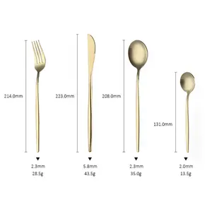 FANGYUAN Hot Sale Cheap Portuguese Wed Rental Spoon Fork Knife Stainless Steel Matte Gold Flatware Dinnerware Set Cutlery