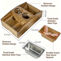 Table d'appoint en bambou à un niveau avec porte-gobelet, plateau de bras de canapé, finition laquée, organisateur de lit, accessoire de rangement alimentaire pour salon