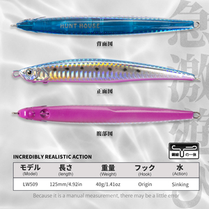 Esca Artificiale Affondante a Matita 125mm 40g 175mm 50g per Lanci Lunghi, Stickbait per Acqua Salata, per <span class=keywords><strong>Spigola</strong></span>, Tonno, <span class=keywords><strong>Pesca</strong></span> a Traina Offshore - Product Image 2