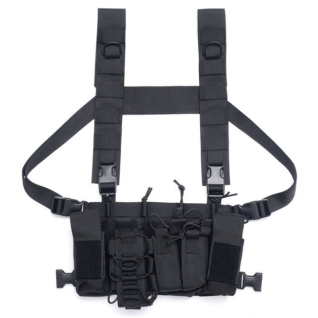 D3 Chest Rig Vest Lightweight MOLLE Vest Front Pouch System Tactical Chest Vest Magazine & Radio Harness for Outdoor Hunting