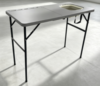 Table pliante portable en plastique durable avec évier pour barbecue et pêche