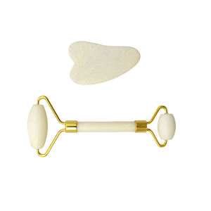 Нефритовые ролики и набор гуаша, белый нефритовый ролик для лица, массажный инструмент, расслабляющий и стимулирующий кровоток для шеи и тела - Product Image 2