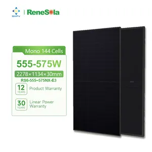 Stock UE Rotterdam Renesola 555W 560W 565W 570W 575W Modules Pv mono de type N noirs Panneaux solaires Renesola 550w