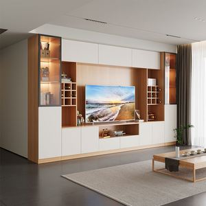 Motorized <b>TV</b> Lift Cabinet Modern Luxury <b>Wall</b> Mounted <b>Floating</b> Design Wooden Living Room <b>Unit</b> - Product Image 5
