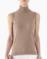 Pull sans manches à col roulé pour femme, en maille fine 12 jauges, 85 % coton, 15 % cachemire, léger, style vintage, qualité supérieure