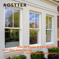 Ventana Corredera Vertical de Aluminio de Alta Seguridad AOSTTER con Cerradura de Leva RC2 Antirrobo, Ventana de Una Sola Hoja
