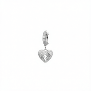 Pendientes Huggie de Oro Blanco E2189 con Diamantes de Corte Corazón, Joyería Fina para Mujer, Estilo Micro Incrustado - Product Image 1