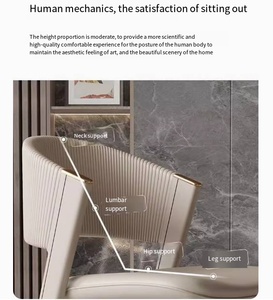 XYBF <strong>Dining</strong> Light Luxury Household Small Unit Italian Minimalist High-end Hotel Restaurant Leather <strong>Chair</strong> Network <strong>Red</strong> <strong>Chair</strong> - Product Image 4