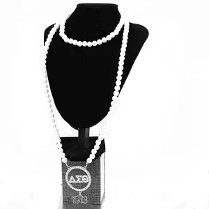 Party Wears Lady Gift Fashion Imitation Pearl Chain Sorority Organization Symbol 1913 Number Greek Delta Necklaces Jewelry