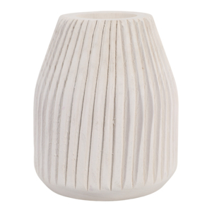Vaso in Legno Scanalato Rotondo per Arredamento Casa, Soggiorno, Camera da Letto, Ufficio, Esposizione su Tavolo, Stile Casual Intagliato a Mano - Product Image 1