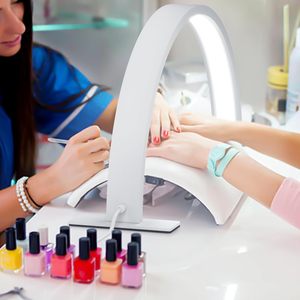Lámpara UV de <span class=keywords><strong>Media</strong></span> <span class=keywords><strong>Luna</strong></span> en Forma de U para Salón de Belleza, 20W, 110-240V, Protección Ocular, Negro/Rosa/Blanco - Product Image 2