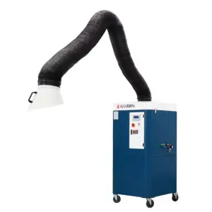 Automatic cleaning function fume extractor with flexible suction arm