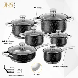 JHS 주방 도자기 제조 업체 alibabaa. Com 12pcs 스테인레스 스틸 요리 냄비와 팬 조리기구 도매