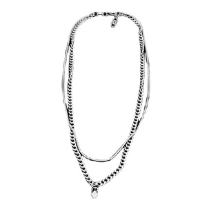 Collier à double chaîne en acier titane style hip-hop simple, plaqué argent, design populaire, colliers unisexes, bijoux tendance - Product Image 6