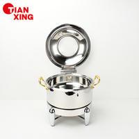 Fournitures d'hôtel 3.5L 4.5L acier inoxydable 304 chauffe-soupe pour buffet bouilloire cuisine plat de service poignée en or chauffe-plats