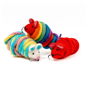 Juguete <span class=keywords><strong>de</strong></span> fieltro <span class=keywords><strong>de</strong></span> lana colorido para gatos, con cola en espiral hecha a mano, suave y duradero, perfecto para perseguir y tirar. - Product Image 1