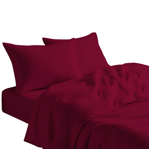 Ensemble de draps en coton Bordeaux, taille italienne, taies d'oreiller incluses - Product Image 3