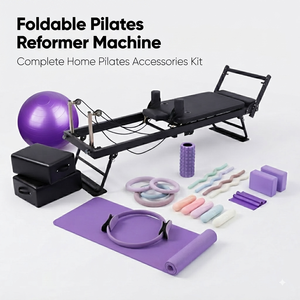 Ensemble complet de <span class=keywords><strong>Pilates</strong></span> à domicile avec Reformer pliable, boîte carrée, ensemble de <span class=keywords><strong>yoga</strong></span> <span class=keywords><strong>et</strong></span> haltères pour l'entraînement en studio - Product Image 1