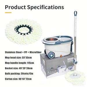 Sistema <span class=keywords><strong>di</strong></span> Pulizia Domestica con Mop Rotante a 360 Gradi, Testa Rotonda in Acciaio e Microfibra, con Secchio per Pulizia Pavimenti - Product Image 4