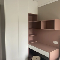 Armoire de rangement minimaliste modulaire en MDF beige, chambre d'hôtel, métal expresso, luxe scandinave