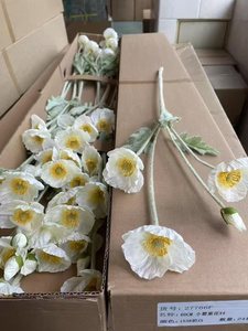 Nouvelles <span class=keywords><strong>fleurs</strong></span> de pavot artificielles de style chinois moderne, <span class=keywords><strong>fleurs</strong></span> de pavot colorées et veloutées pour mariage et décoration intérieure, <span class=keywords><strong>fleurs</strong></span> couleur corail. - Product Image 3