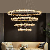 Lustre LED en cristal, anneau doré, lampe de plafond pour chambre à coucher, lampe suspendue pour salle à manger, suspension moderne de luxe