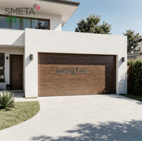 Puerta de Garaje de Madera Maciza LONGTAI con Arco Superior, Material de Roble, Paneles Aislados de 8x7 pies, Herrajes Decorativos
