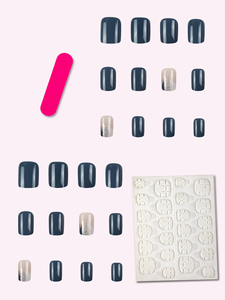 24 <span class=keywords><strong>faux</strong></span> ongles carrés de style français en ABS, <span class=keywords><strong>poudre</strong></span> de saphir en vrac pour application sur les doigts - Product Image 6