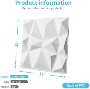 Pannelli <span class=keywords><strong>da</strong></span> Parete 3D in PVC a Forma <span class=keywords><strong>di</strong></span> Diamante, Impermeabili, Bianchi, Personalizzabili, Set <span class=keywords><strong>da</strong></span> 12 Pezzi per Decorazione Murale - Product Image 6