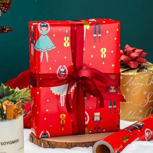 MAYPLUSS Red Christmas <b>Wrapping</b> <b>Paper</b> Roll 17in X 33ft Nutcracker Design Gift Craft Packaging Recyclable - Product Image 5