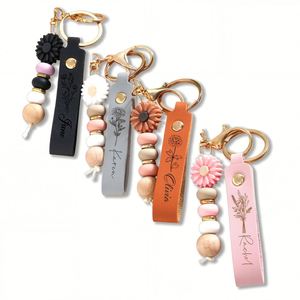 Porte-clés en perles Daisy pour femmes, porte-clés personnalisé avec nom, charme esthétique pour sac, accessoires pour sac à dos - Product Image 1