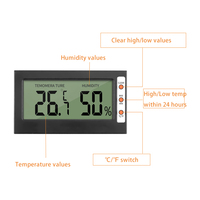 Termómetro Higrómetro Digital con Pantalla LCD Grande y Función de Memoria de Máxima y Mínima en Color Negro para Habitación, Invernadero, Mesa