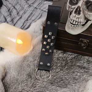 Breloque de ceinture en cuir style punk, pendentif de taille gothique avec rivets tête de mort, accessoire de costume rock, décoration de jupe de motard, noir - Product Image 4