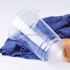 CJF Custom Disposable PP Flat <b>Cup</b> 32oz 1000ml <b>Cups</b> Boba Tea Hot <b>Cold</b> Fruit Drinks - Product Image 3