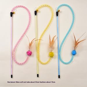 Giocattolo gatto forma di serpente elastico rete peluche piuma divertente gatto bastone giocattolo interattivo - Product Image 1