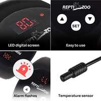 REPTIZOO 100W E26 ETL Contrôleur de Température à Gradation avec Thermostat 20-50°C Affichage LED pour Luminaire Réptile en Enclos