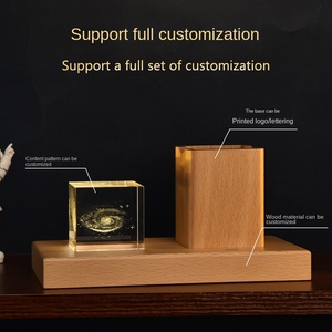 โคมไฟกลางคืนรูปดาวเคราะห์แบบปรับแต่งได้ - โคมไฟรูปวงโคจรสลักชื่อเฉพาะบุคคลสำหรับครูและนักเรียน ของขวัญตั้งโต๊ะทำจากไม้/คริสตัล/ไม้บีช - Product Image 3