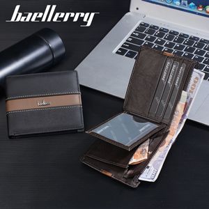 กระเป๋าสตางค์หนังแท้สำหรับผู้ชายแบรนด์ Baeleerry ขนาด 5 นิ้ว แบบพับได้ ใส่บัตรได้หลายใบ สีดำกาแฟ พร้อมการเย็บตะเข็บสีตัดกัน - Product Image 3