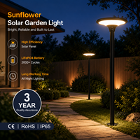 Lampe solaire LED de jardin en forme de tournesol, super lumineuse, double mode, ABS PC IP65, garantie 3 ans, pour usage extérieur en cour
