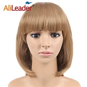 AliLeader Colourful Short Straight Hair Wigs Women's Bob Style Full Head Wig Heat Resistant Synthetic Thick Hair Cosplay Wigs