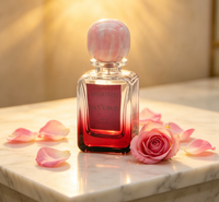 Nouveauté, magnifique flacon de parfum carré rouge en verre de 30 ml avec bouchon en résine