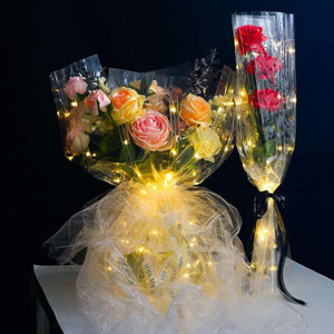 <span class=keywords><strong>Papier</strong></span> d'emballage transparent pour bouquet de fleurs LED, <span class=keywords><strong>cellophane</strong></span> imperméable, rose fraîche, fleurs, <span class=keywords><strong>papier</strong></span> d'emballage floral - Product Image 5