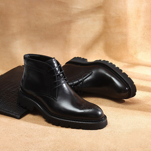 Botas Impermeables de Invierno, Estilo Nuevo, Clásicas, Versátiles, Casuales, de Caña Alta, para Trabajo al Aire Libre, de Cuero Genuino para Hombre, que Aumentan la Estatura, Deportivas - Product Image 2