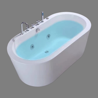 Baignoire autoportante moderne en acrylique blanc avec fonction bain à remous, design portable pour hôtels et salles de bain, avec drain inclus
